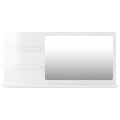 vidaXL Miroir de salle de bain Blanc brillant 90x10,5x45 cm Aggloméré