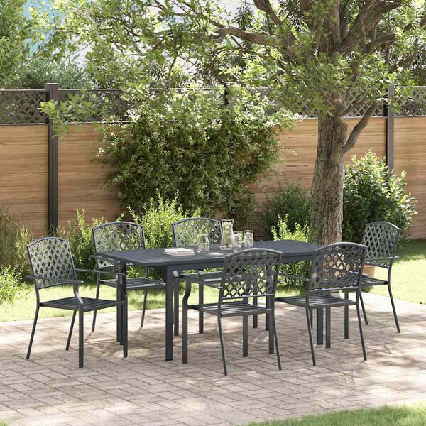 vidaXL Ensemble de salle &agrave; manger pour jardin 7 pcs Anthracite