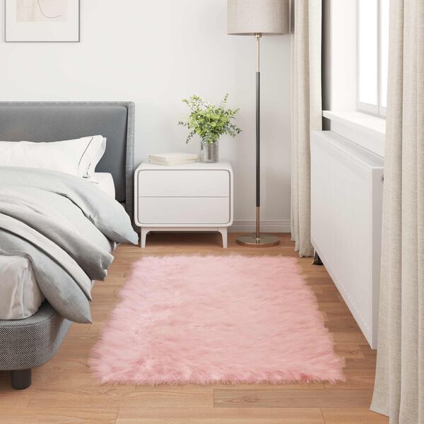 vidaXL Tapis en fausse Tafalla Rose 60 x 110 cm Polyester