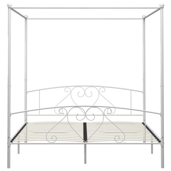 vidaXL Cadre de lit sans matelas avec baldaquin blanc 180x200 cm m&eacute;tal