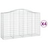 vidaXL Paniers &agrave; gabions arqu&eacute;s 4 pcs 200x50x120/140 cm Fer galvanis&eacute;
