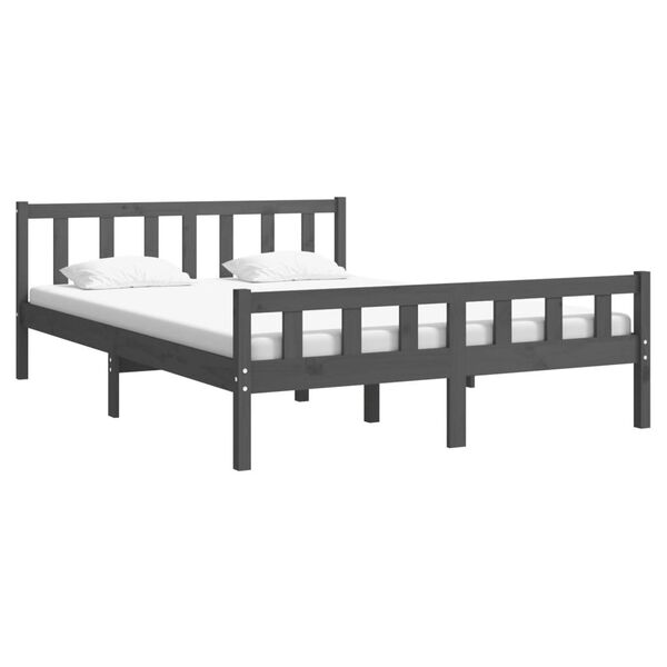 vidaXL Cadre de lit sans matelas gris bois massif 120x200 cm