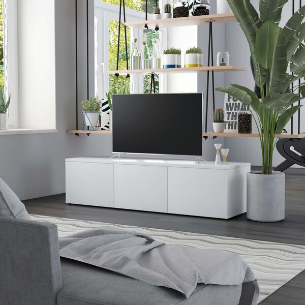 vidaXL Meuble TV Blanc 120x34x30 cm Bois d'ingénierie