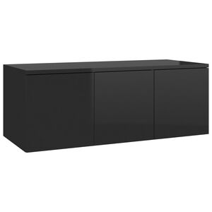 vidaXL Meuble TV Noir brillant 80x34x30 cm Bois d'ing&eacute;nierie