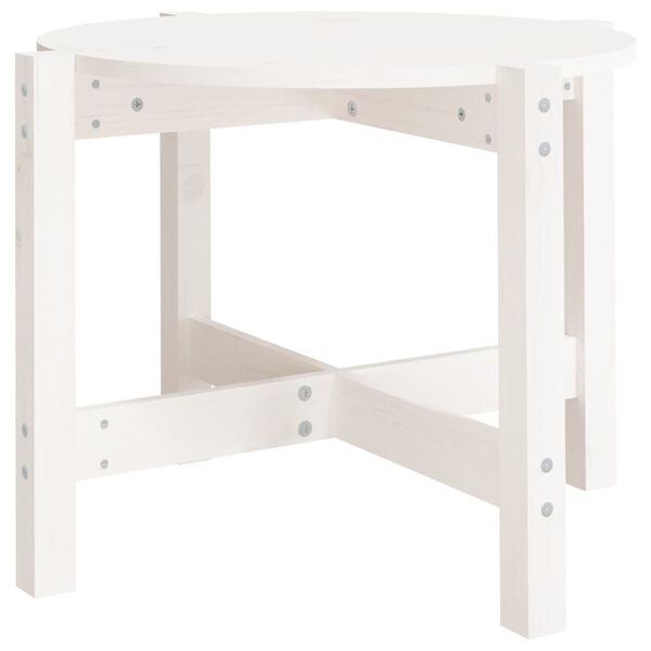 vidaXL Table basse Blanc &Oslash; 62,5x45 cm Bois massif de pin