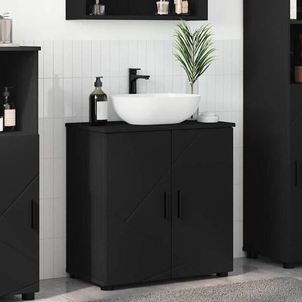 vidaXL Cabinet de salle de bain avec stockage Noir 61 x 35 x 64 cm