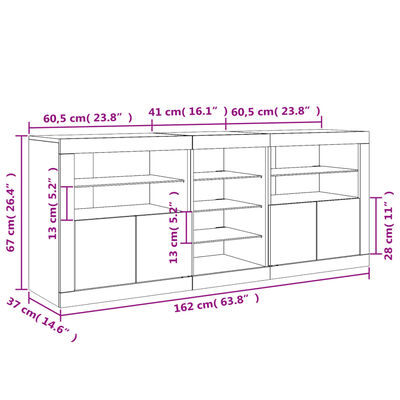 vidaXL Buffet avec lumières LED chêne marron 162x37x67 cm