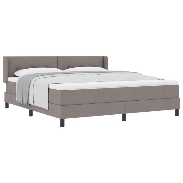 vidaXL Lit &agrave; ressorts avec matelas Taupe 200 x 180 cm Polyester