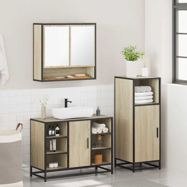 vidaXL Ensemble de meubles de salle de bain 3 pcs ch&ecirc;ne sonoma
