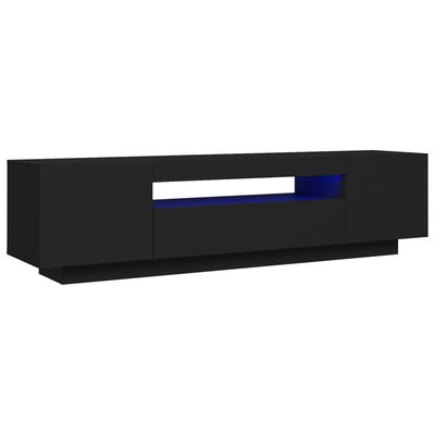 vidaXL Meuble TV avec lumières LED Noir 160x35x40 cm
