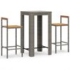 vidaXL Ensemble de bar jardin 3 pcs gris poly rotin/bois massif acacia