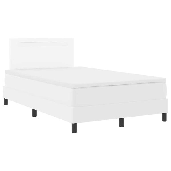 vidaXL Lit &agrave; ressorts avec matelas Blanc 120 x 200 cm Simili cuir