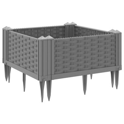 vidaXL Jardinière avec piquets gris clair 42,5x42,5x28,5 cm PP