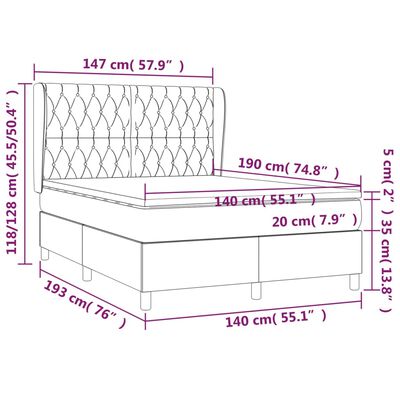 vidaXL Sommier à lattes de lit avec matelas Taupe 140x190 cm Tissu