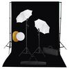 vidaXL Kit de studio photo avec lampes toile de fond et r&eacute;flecteur