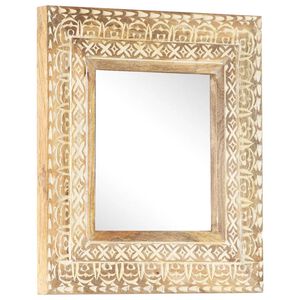 vidaXL Miroir sculpt&eacute; &agrave; la main 50x50x2,6 cm Bois de manguier solide
