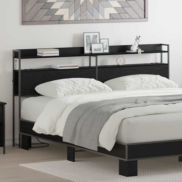 vidaXL T&ecirc;te de lit de rangement Ch&ecirc;ne noir 180 cm Bois d'ing&eacute;nierie
