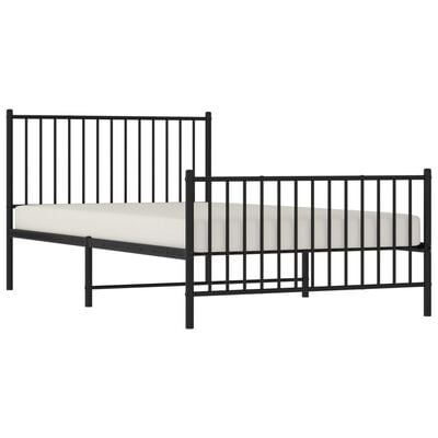 vidaXL Cadre de lit métal sans matelas avec pied de lit noir 107x203cm