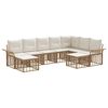 vidaXL Ensemble de canap&eacute;s d'ext&eacute;rieur 9 pc Blanc Naturel et Cr&egrave;me