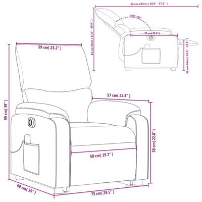 vidaXL Fauteuil inclinable de massage électrique gris similicuir