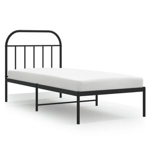 vidaXL Cadre de lit m&eacute;tal sans matelas avec t&ecirc;te de lit noir 90x190 cm