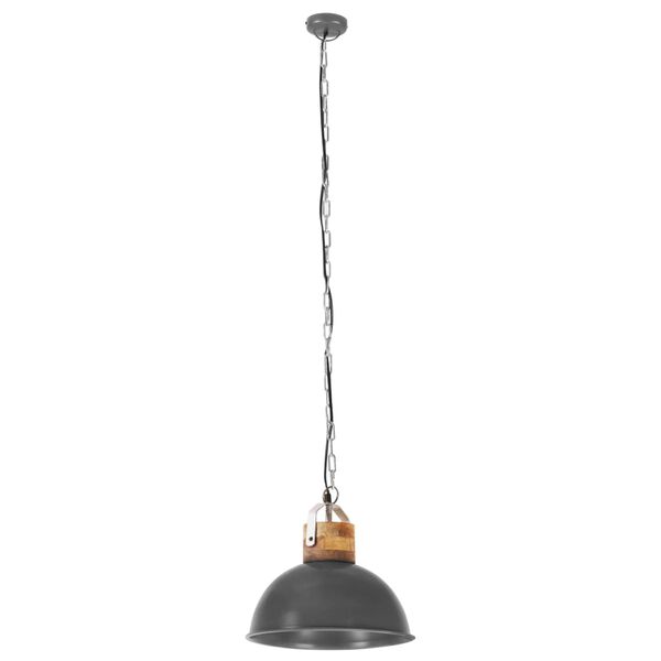 vidaXL Lampe suspendue industrielle Gris Rond 32 cm E27 Manguier