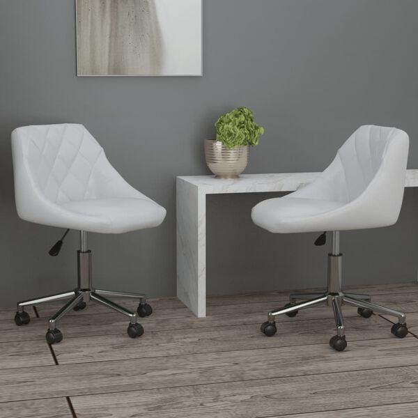 vidaXL Chaises pivotantes &agrave; manger lot de 2 blanc similicuir