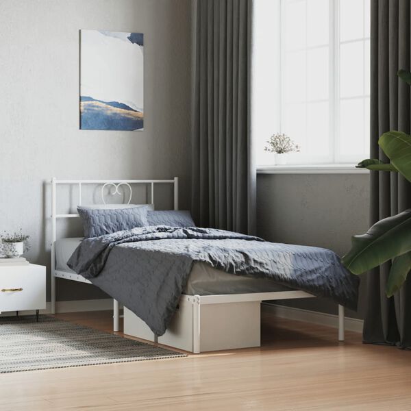 vidaXL Cadre de lit m&eacute;tal sans matelas avec t&ecirc;te de lit blanc 90x190cm