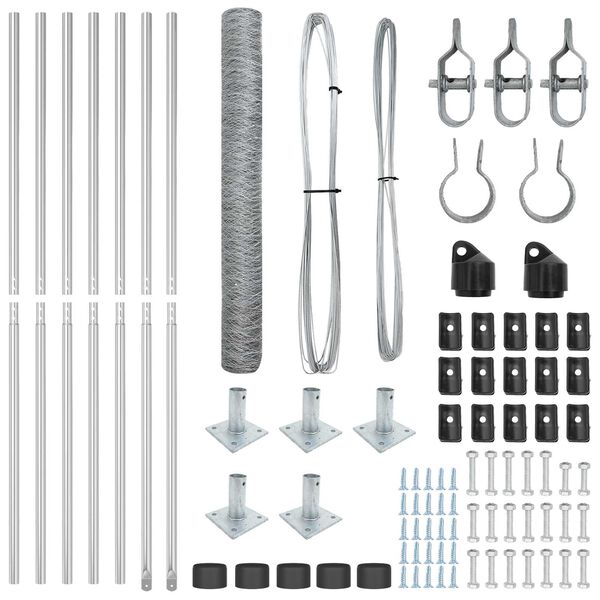 vidaXL Poteau de cl&ocirc;ture. Argent&eacute; 10 x 0,8 m (maille de 50 mm) Acier