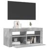 vidaXL Meuble TV avec lumi&egrave;res LED gris b&eacute;ton 90x35x40 cm