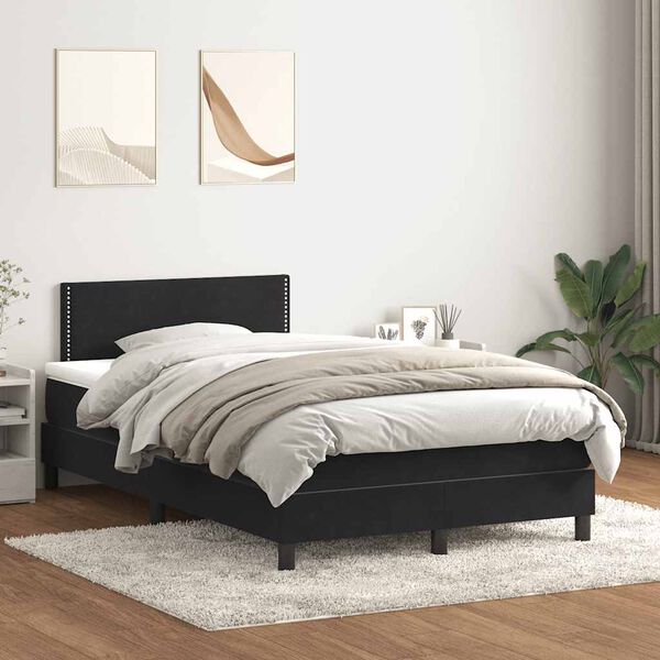vidaXL Sommier &agrave; lattes de lit avec matelas noir 120x220 cm velours