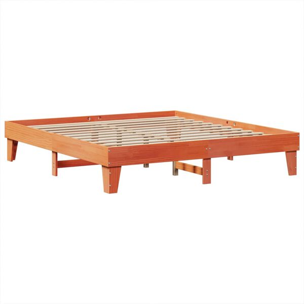 vidaXL Cadre de lit sans matelas cire marron 200x200cm bois pin massif