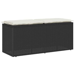 vidaXL Banc de jardin avec coussin noir 110x40x44 cm r&eacute;sine tress&eacute;e