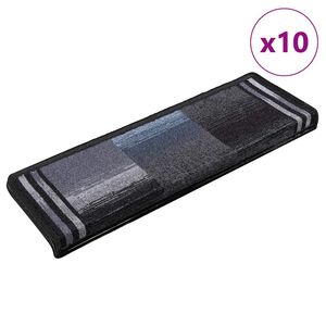 vidaXL Tapis d'escalier autoadh&eacute;sifs 10 pcs 65x21x4 cm Noir et gris