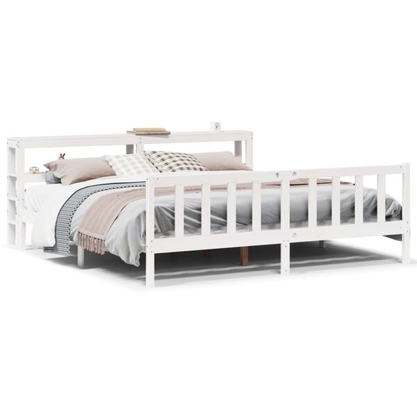 vidaXL Cadre de lit sans matelas blanc 200x200 cm bois massif de pin