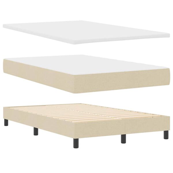 vidaXL Lit &agrave; ressorts avec matelas Cr&egrave;me 120 x 190 cm tissu