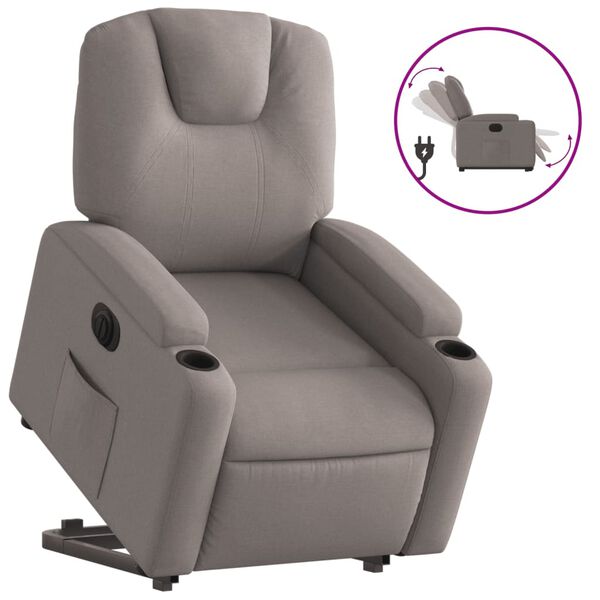 vidaXL Fauteuil inclinable &eacute;lectrique taupe tissu