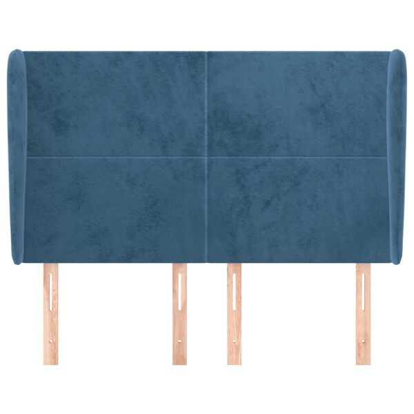 vidaXL Tête de lit avec oreilles Bleu foncé 147x23x118/128 cm Velours