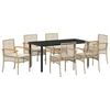 vidaXL Ensemble de salle &agrave; manger pour jardin 7 pcs Beige et Noir