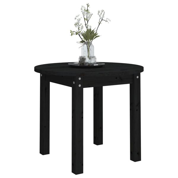 vidaXL Table basse Noir &Oslash; 55x45 cm Bois massif de pin
