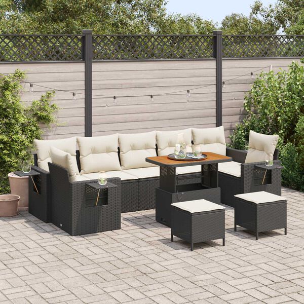 vidaXL Ensemble de canap&eacute; de jardin 13 pcs Noir et Cr&egrave;me polyrotin