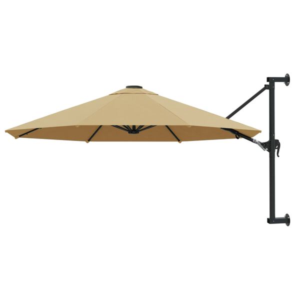 vidaXL Parasol mural avec m&acirc;t m&eacute;tallique 300 cm Taupe