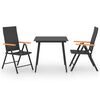 vidaXL Ensemble &agrave; manger de jardin 3 pcs noir et marron
