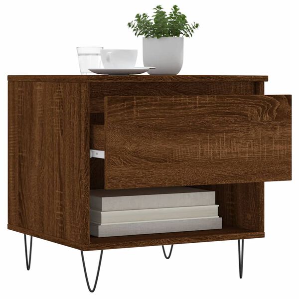 vidaXL Table basse ch&ecirc;ne marron 50x46x50 cm bois d'ing&eacute;nierie