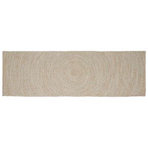 vidaXL Tapis de zone Naturel et Blanc 60 x 250 cm Jute