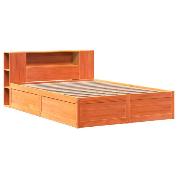 vidaXL Cadre de lit sans matelas cire marron 135x190cm bois pin massif