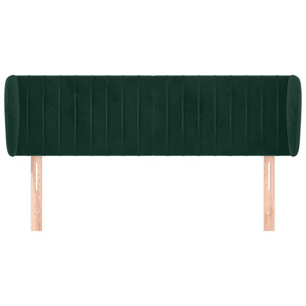 vidaXL T&ecirc;te de lit avec oreilles Vert fonc&eacute; 147x23x78/88 cm Velours