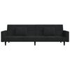 vidaXL Canap&eacute;-lit 2 places avec deux oreillers et repose-pied Noir