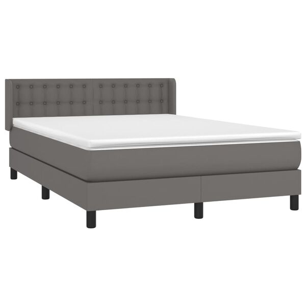 vidaXL Sommier &agrave; lattes de lit avec matelas Gris 140x200 cm Similicuir