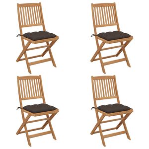 vidaXL Chaises pliables de jardin lot de 4 avec coussins Bois d'acacia